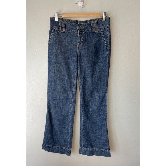 Tommy Hilfiger Dark Wash Cuffed Mid Rise Trouser Jeans Size 2S Flare Denim - Picture 3 of 10